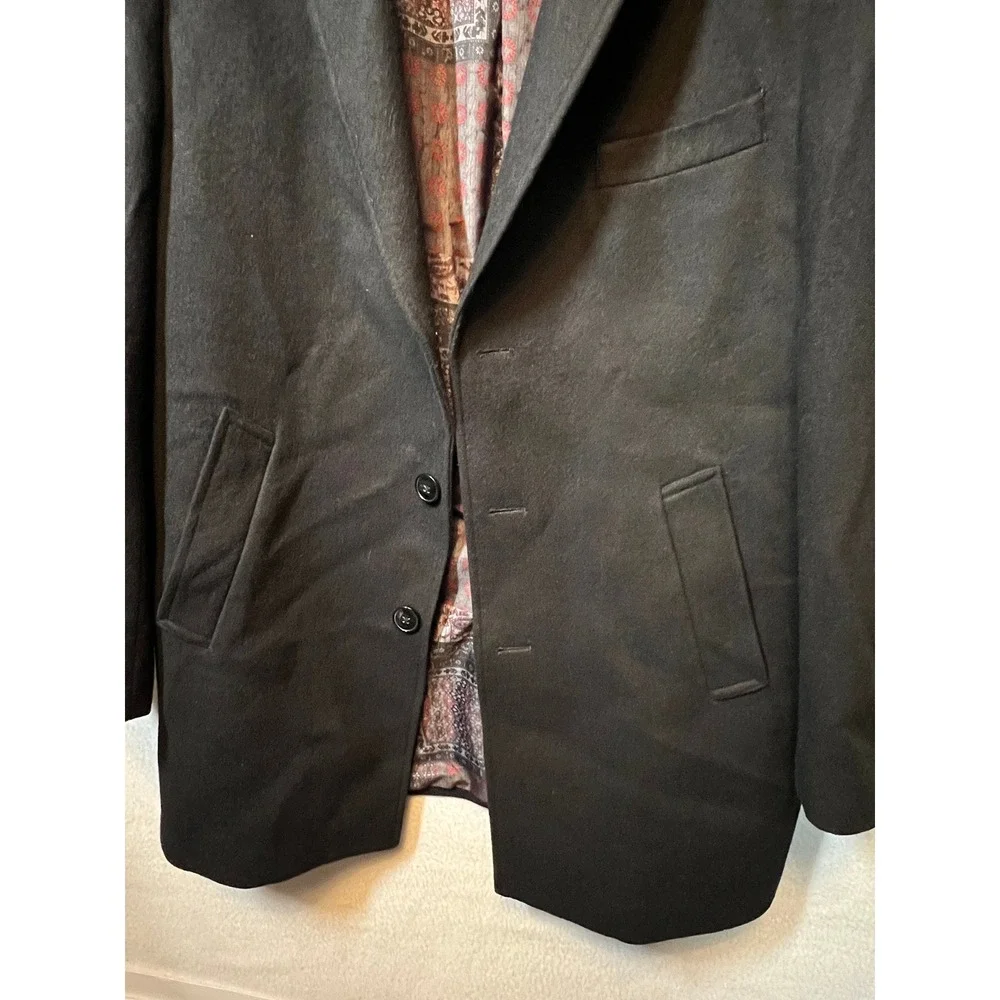 Tallia Mens Black Wool‎ Blend Blazer Sport Coat Jacket Size L